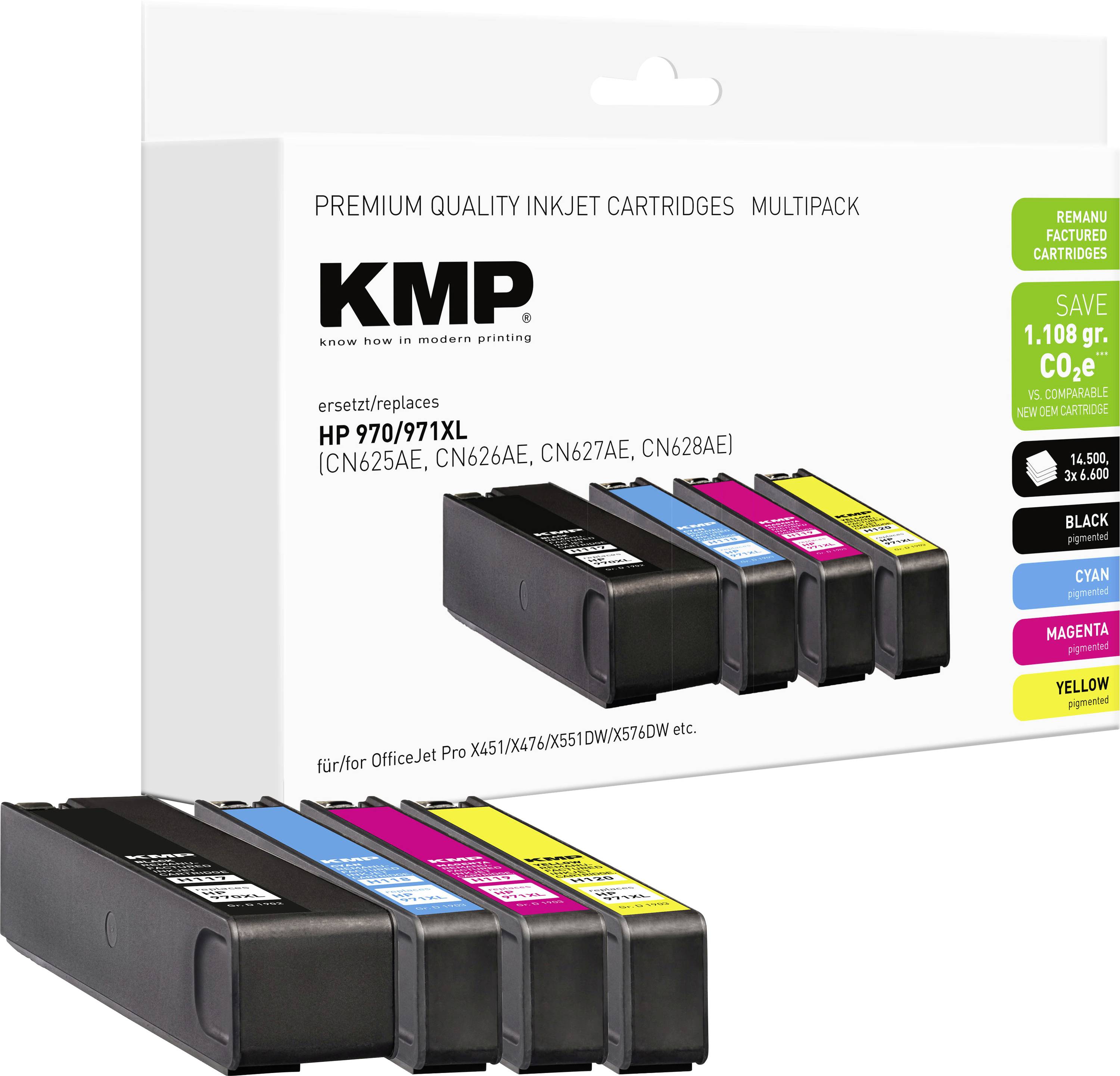 KMP Druckerpatrone ersetzt HP CN62xAE (970XL/971XL) Kompatibel Kombi-Pack Schwarz, Cyan, Magenta, Gelb H117V 1902,4050