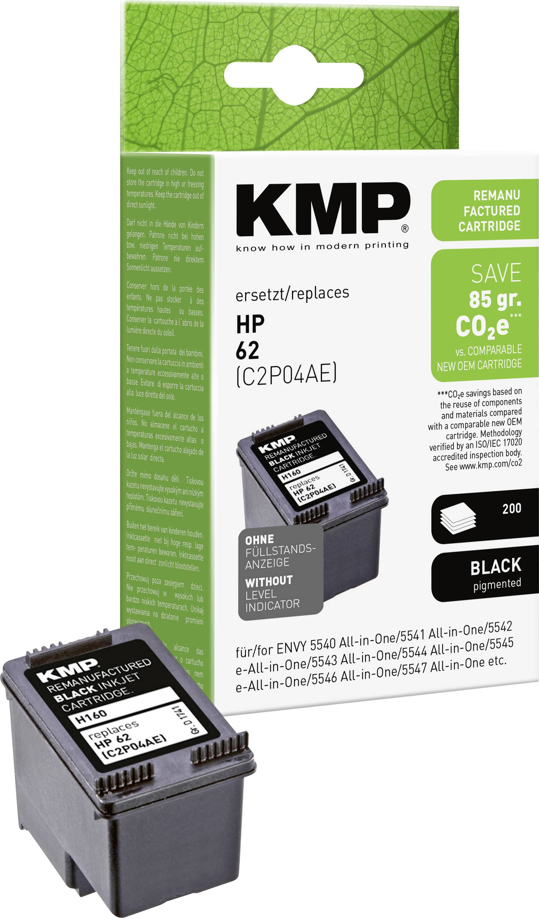 KMP Druckerpatrone ersetzt HP 62 Kompatibel Schwarz H160 1741,4801