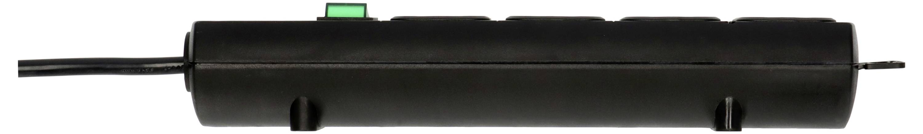 Schwarzer zylindrischer aufblasbarer Bootsfender mit einer Trosse, die horizontal hindurchläuft, gezeigt auf weißem Hintergrund.