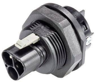 Zweipoliger Elektrosensor in Schwarz, zylindrisch mit Metallgewinde, und Steckverbindung. Verwendet in Fahrzeugen für Systemüberwachung.
