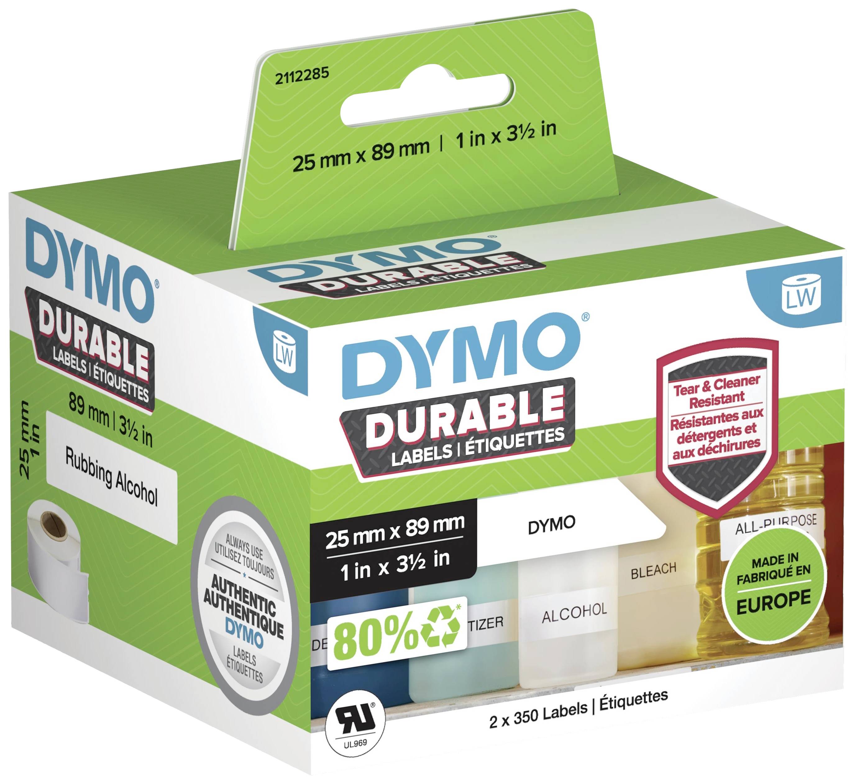 DYMO 2112285 Etiketten Rolle 89 x 25 mm Polypropylen-Folie Weiß 700 St. Permanent haftend Universal