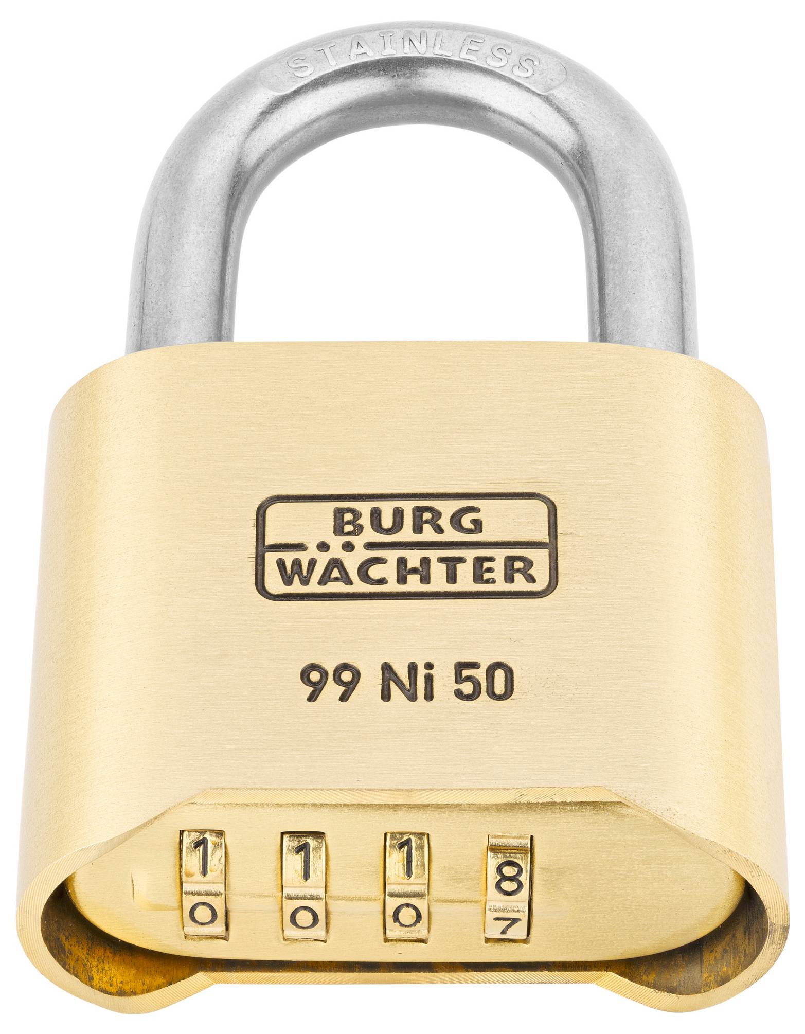 Burg Wächter No. 99 Ni 50 SB Vorhängeschloss Messing Zahlenschloss