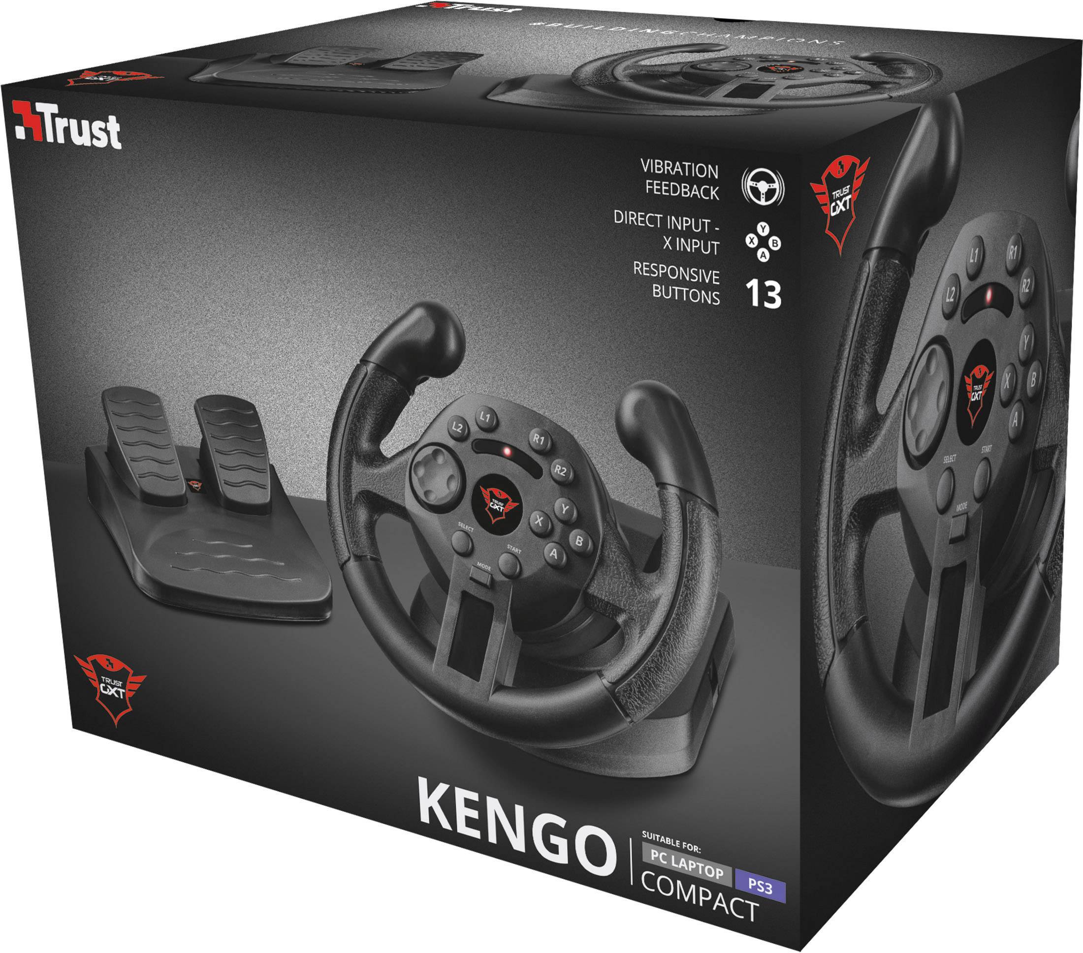 Trust GXT 570 Lenkrad USB PC, PlayStation 3 Schwarz inkl. Pedale