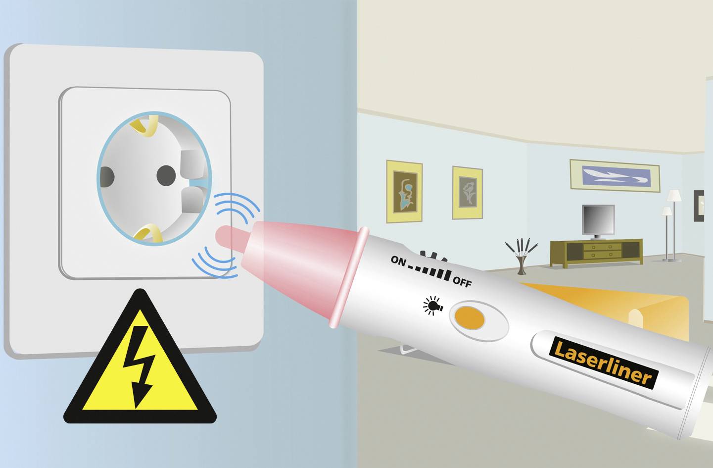 Laserliner AC-Check Berührungsloser Spannungsprüfer CAT III 1000V LED, Akustik