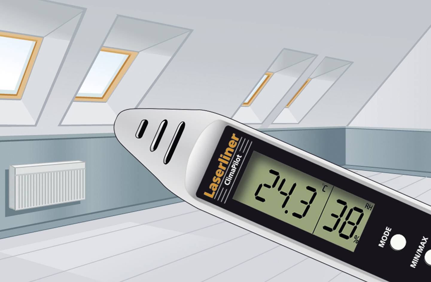 Laserliner ClimaPilot Luftfeuchtemessgerät (Hygrometer) 20% rF 99% rF Taupunkt-/Schimmelwarnanzeige