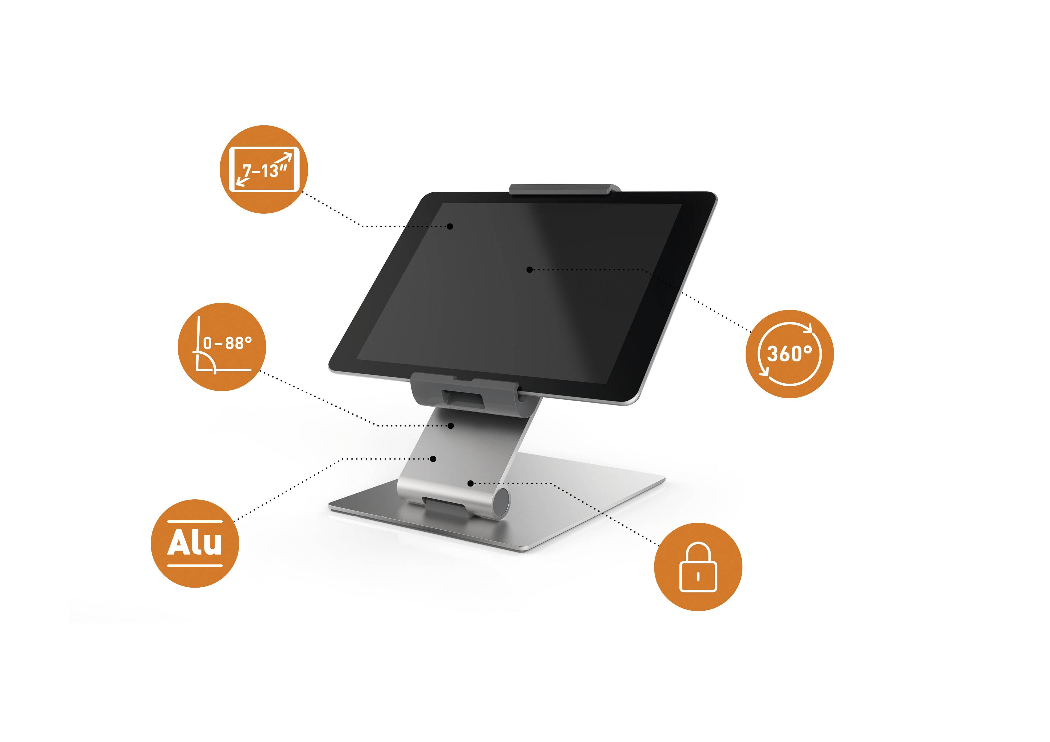 DURABLE Tablet Holder, für den Tisch, grau, Aluminium, ABS, 242x183x155mm