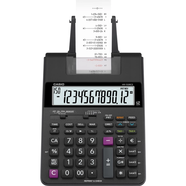 Casio HR-150 RCE Druckender Tischrechner Schwarz Display (Stellen): 12 batteriebetrieben, netzbetrieben (Optional) (B x H x T) Casio HR-150 RCE Druckender Tischrechner Schwarz Display (Stellen): 12 batteriebetrieben, netzbetrieben (Optional) (B x H x T)