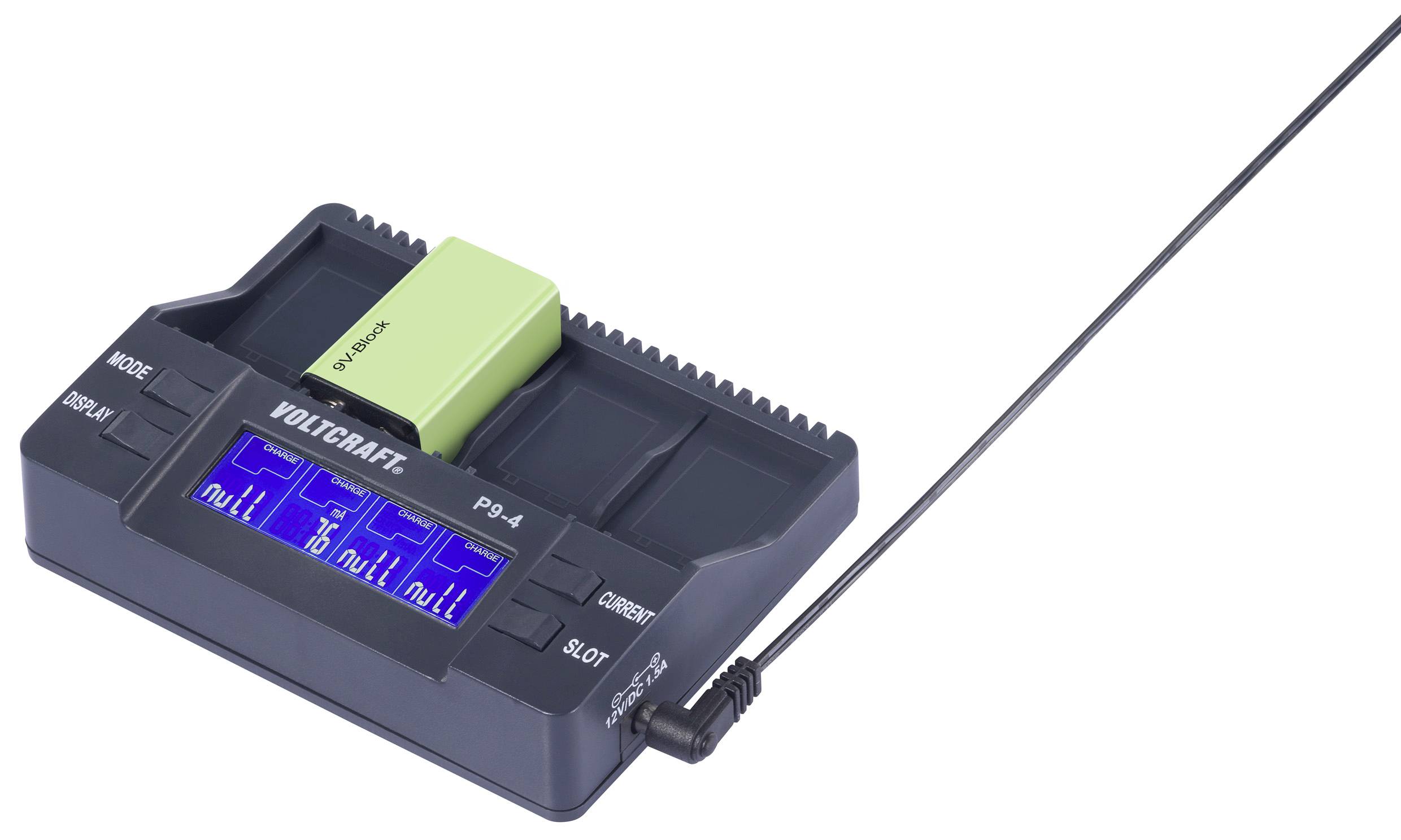 VOLTCRAFT P9-4 9V-Block-Ladegerät NiCd, NiMH, LiIon 9V Block