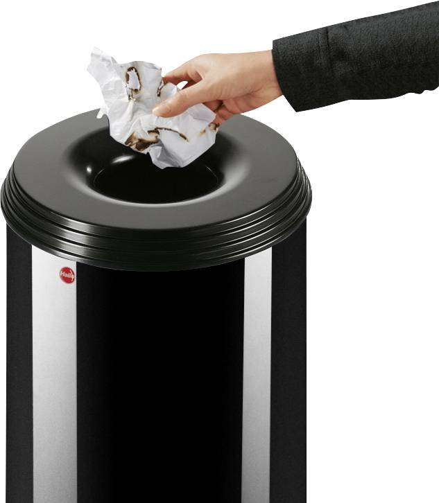 Hailo ProfiLine safe XL 0950-732 Papierkorb 50 l Stahlblech Tief-Schwarz 1 St.