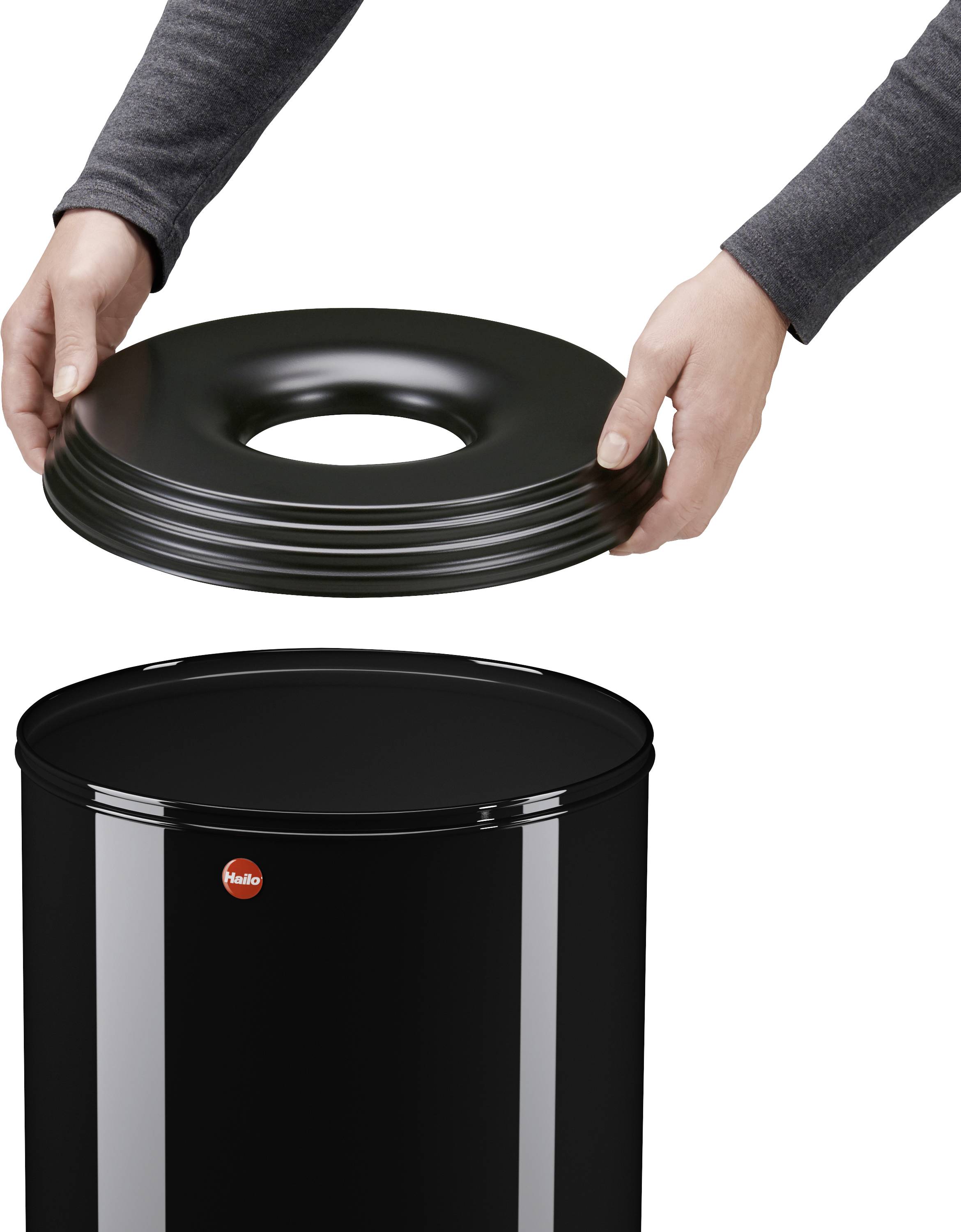 Hailo ProfiLine safe XL 0950-732 Papierkorb 50 l Stahlblech Tief-Schwarz 1 St.