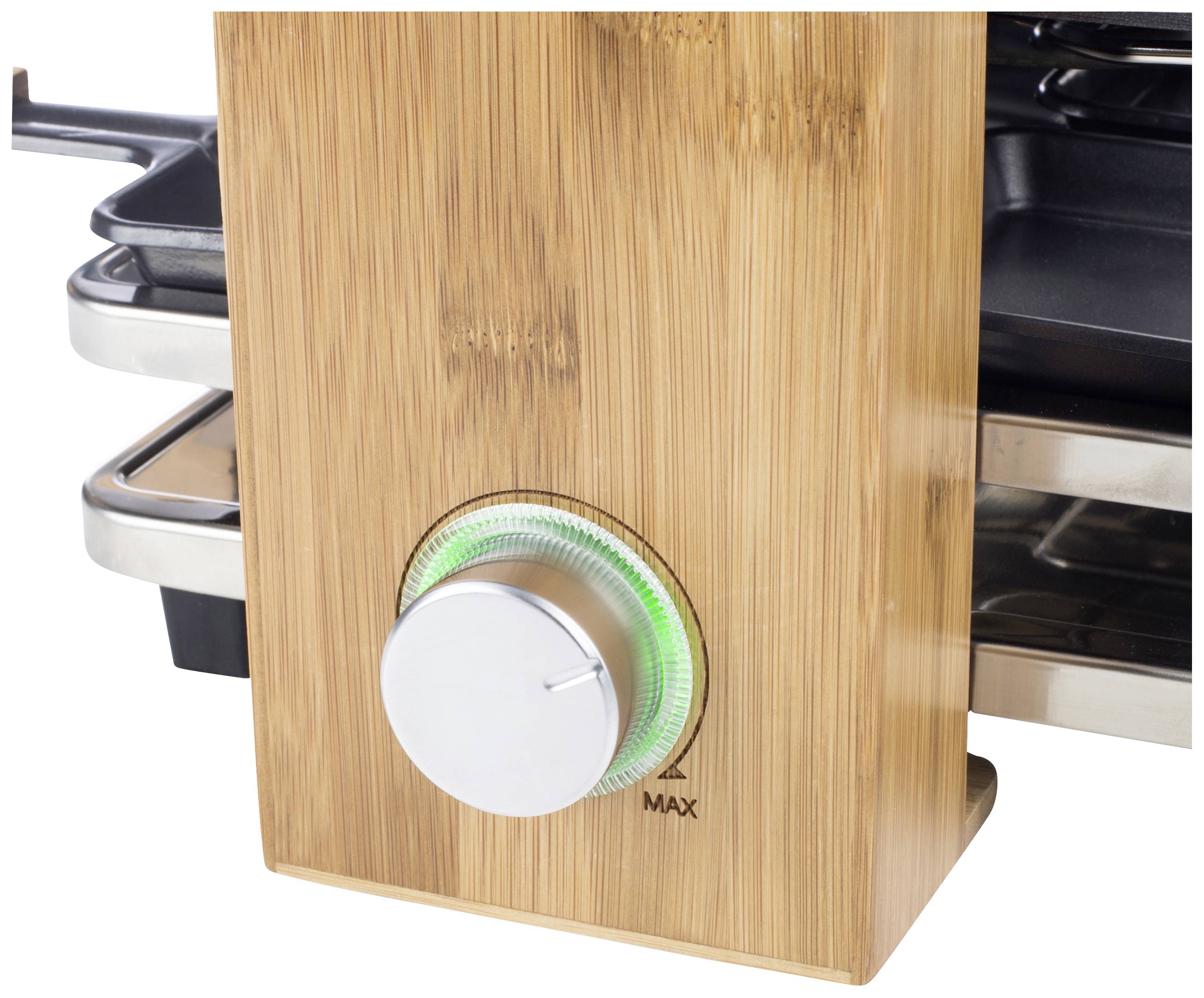 Princess Pure 8 Raclette 8 Pfännchen Bambus, Schwarz