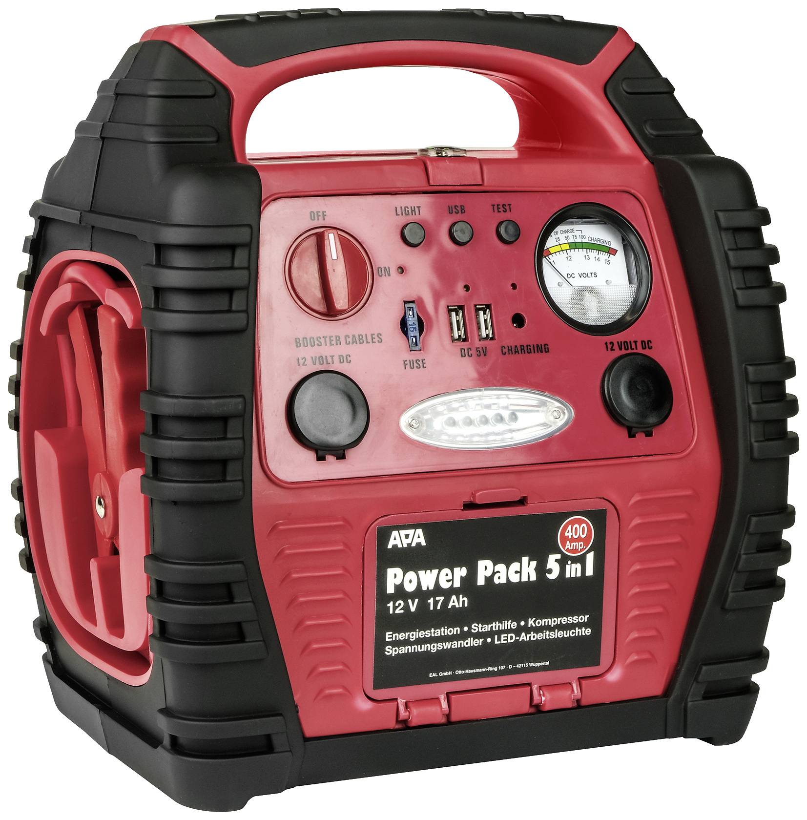 APA Schnellstartsystem Power Pack 5in1 16547NV Starthilfestrom (12 V)=400A Arbeitsleuchte, Kompressor, Spannungswandler 230