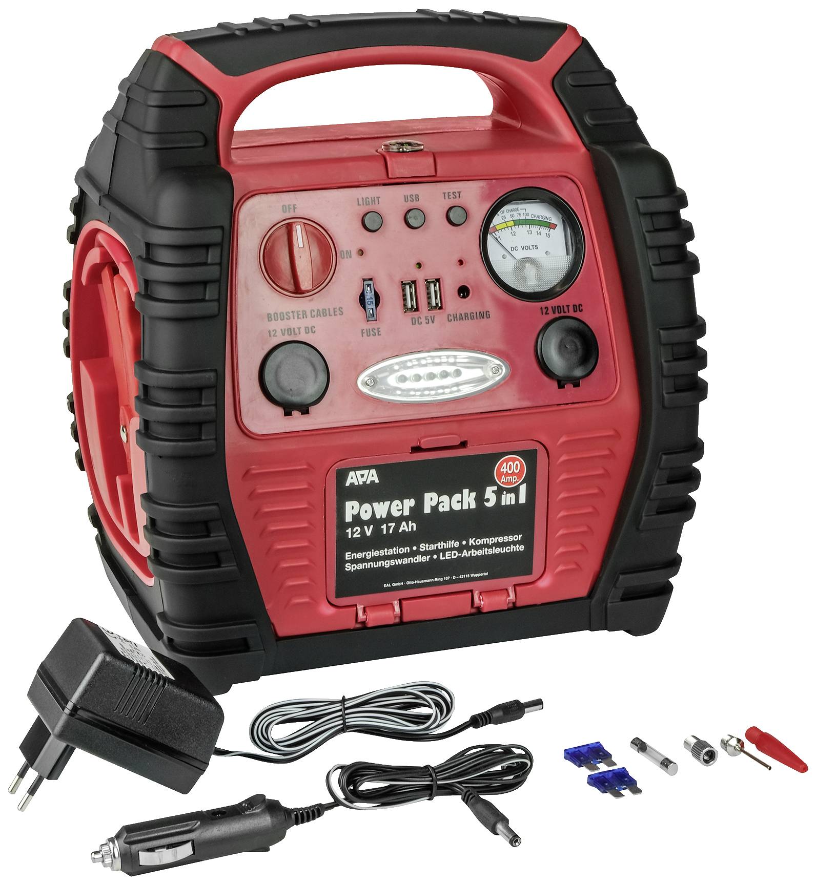 APA Schnellstartsystem Power Pack 5in1 16547NV Starthilfestrom (12 V)=400A Arbeitsleuchte, Kompressor, Spannungswandler 230