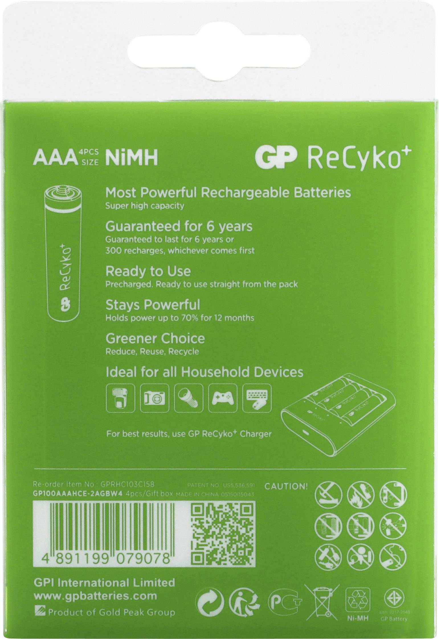 GP Batteries ReCyko+ HR03 Micro (AAA)-Akku NiMH 950 mAh 1.2 V 4 St.