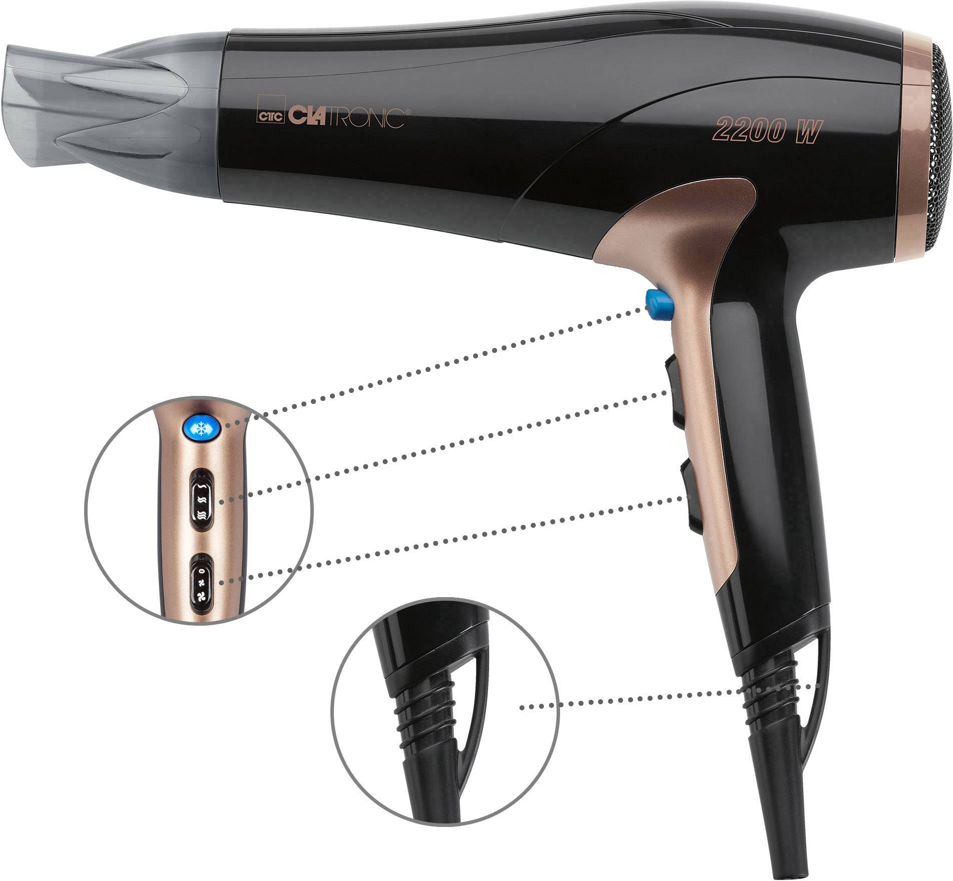 Clatronic HT 3661 Haartrockner Schwarz, Kupfer