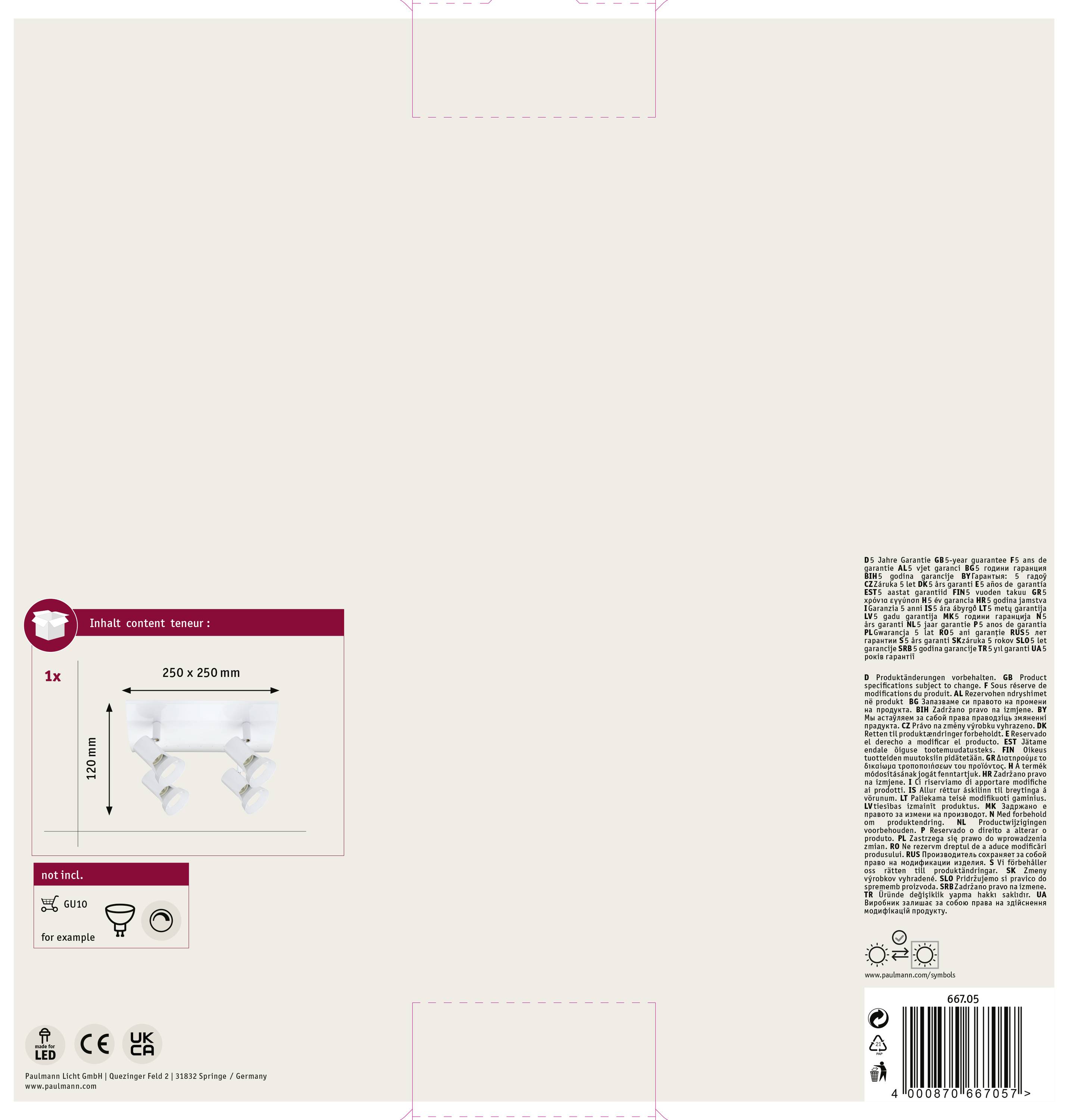 Paulmann Teja 66705 Deckenstrahler LED GU10 40W Weiß