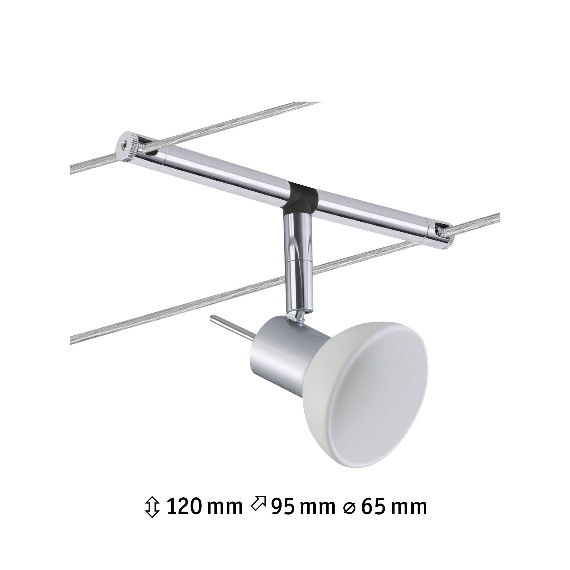 Paulmann Sheela Niedervolt-Seilsystem-Leuchte Universell GU5.3 10 W LED Chrom (matt), Opal
