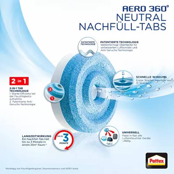 Pattex Luftentfeuchter-Nachfülltabs 50 m³