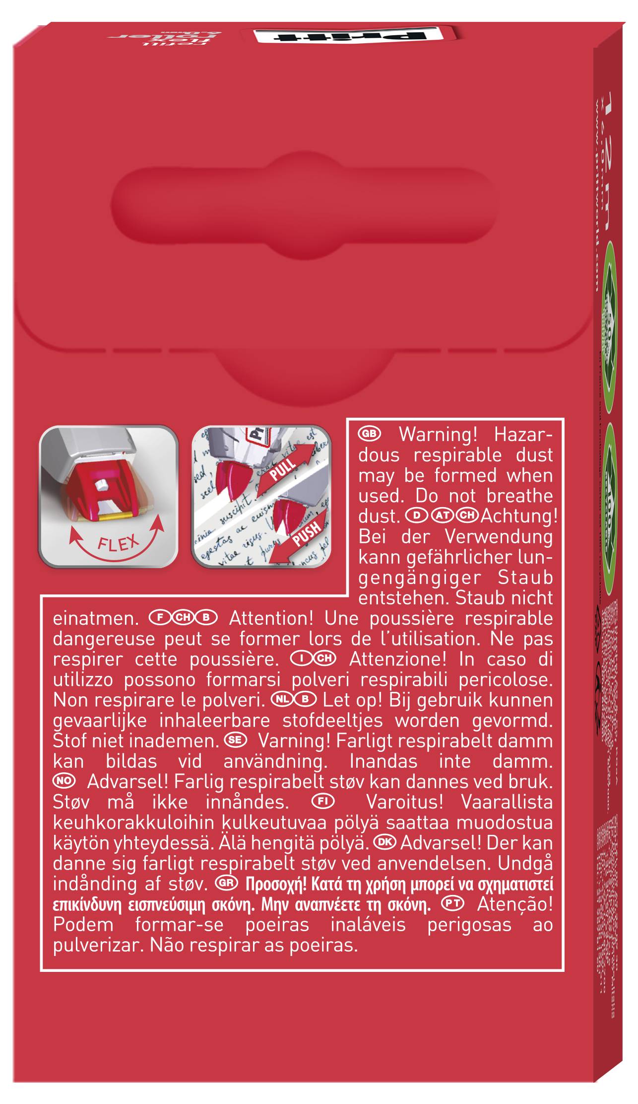 Achtung! Gesundheitsschädlicher Atemstaub.