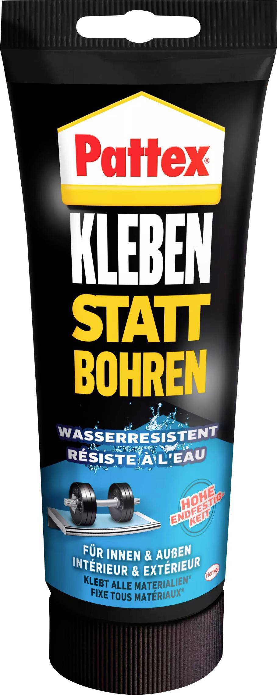'Pattex Kleben statt Bohren' Tube. Kleber mit wasserbeständiger Formel zum starken, dauerhaften Kleben ohne Bohren. Geeignet für Innen und Außen.