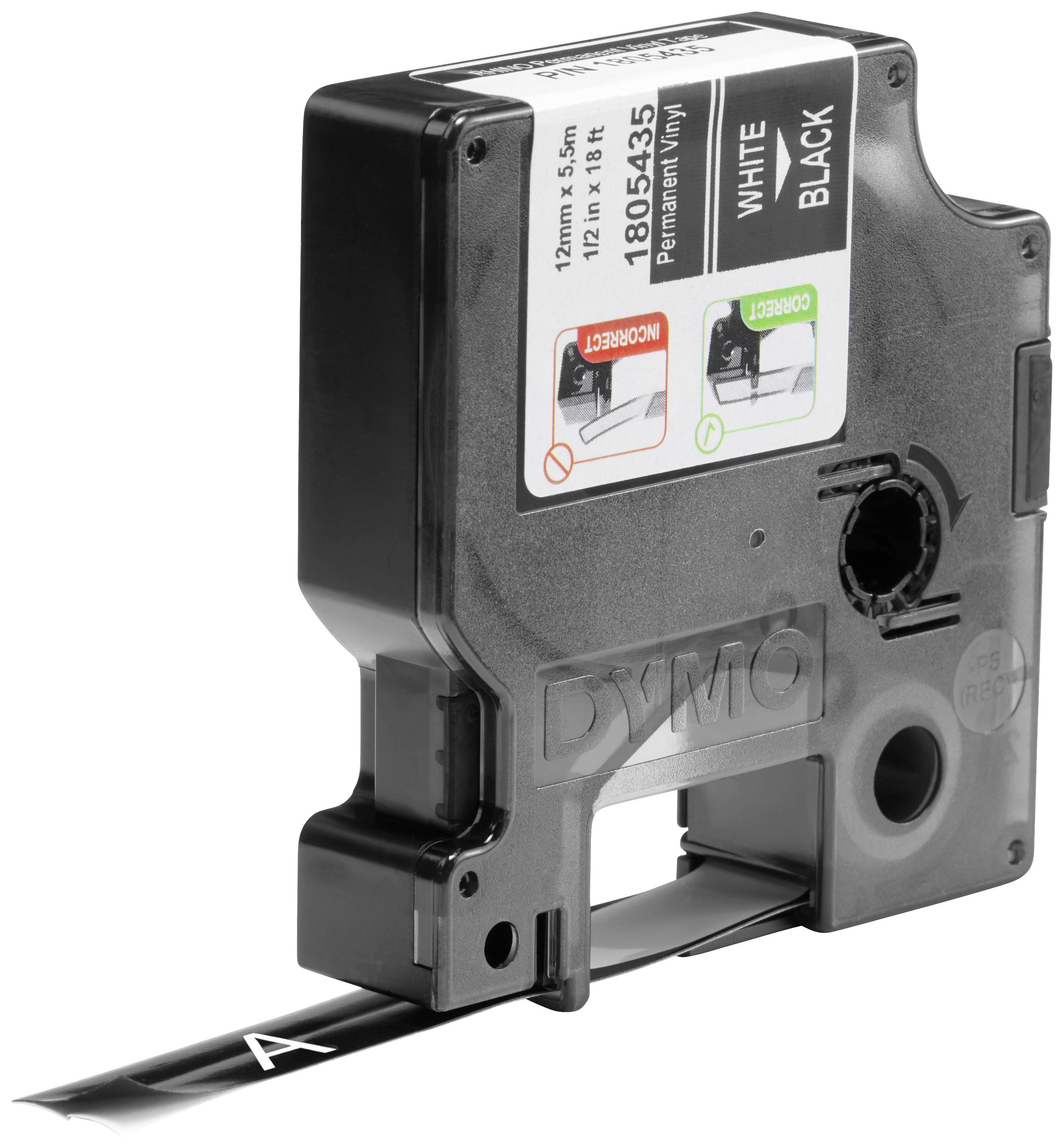 DYMO Schriftband IND RHINO 1805435 Vinyl Bandfarbe: Schwarz Schriftfarbe:Weiß 12 mm 5.5 m