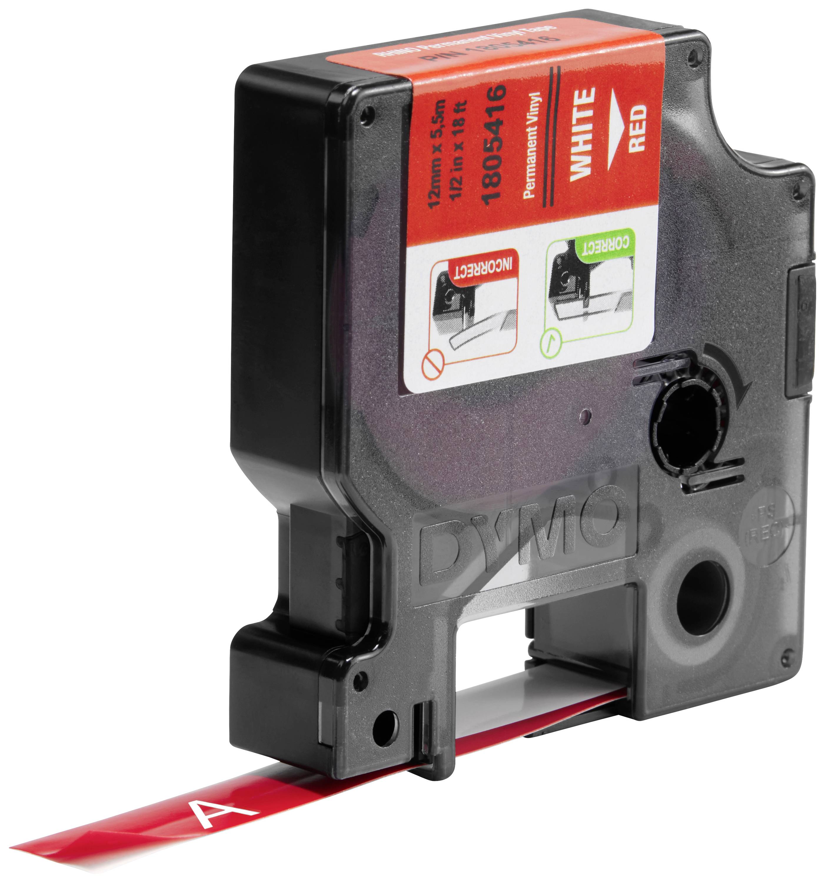 DYMO Schriftband IND RHINO 1805416 Vinyl Bandfarbe: Rot Schriftfarbe:Weiß 12 mm 5.5 m