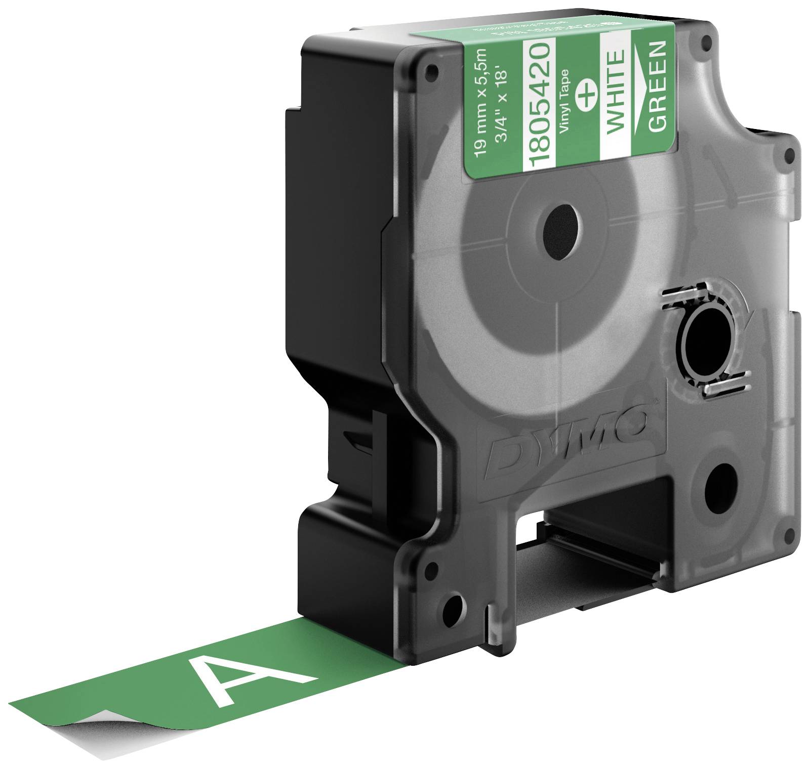 DYMO 1805420 Schriftband Vinyl Bandfarbe: Grün Schriftfarbe: Weiß 19 mm 5.5 m