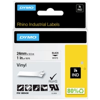 DYMO Schriftband IND RHINO 1805430 Vinyl Bandfarbe: Weiß Schriftfarbe:Schwarz 24mm 5.5m DYMO Schriftband IND RHINO 1805430 Vinyl Bandfarbe: Weiß Schriftfarbe:Schwarz 24mm 5.5m