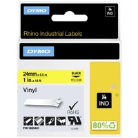 DYMO Schriftband IND RHINO 1805431 Vinyl Bandfarbe: Gelb Schriftfarbe:Schwarz 24mm 5.5m DYMO Schriftband IND RHINO 1805431 Vinyl Bandfarbe: Gelb Schriftfarbe:Schwarz 24mm 5.5m