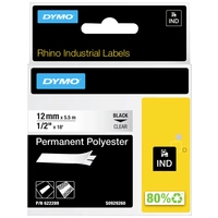 DYMO Schriftband IND RHINO 622289 Polyester Bandfarbe: Transparent Schriftfarbe:Schwarz 12mm 5.5m DYMO Schriftband IND RHINO 622289 Polyester Bandfarbe: Transparent Schriftfarbe:Schwarz 12mm 5.5m
