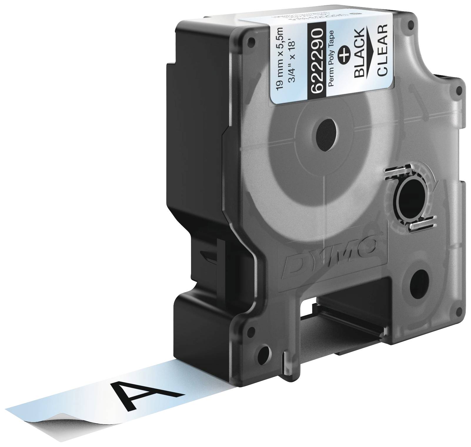 Schriftband DYMO IND RHINO 622290 Polyester Bandfarbe: Transparent Schriftfarbe:Schwarz 19 mm 5.5 m
