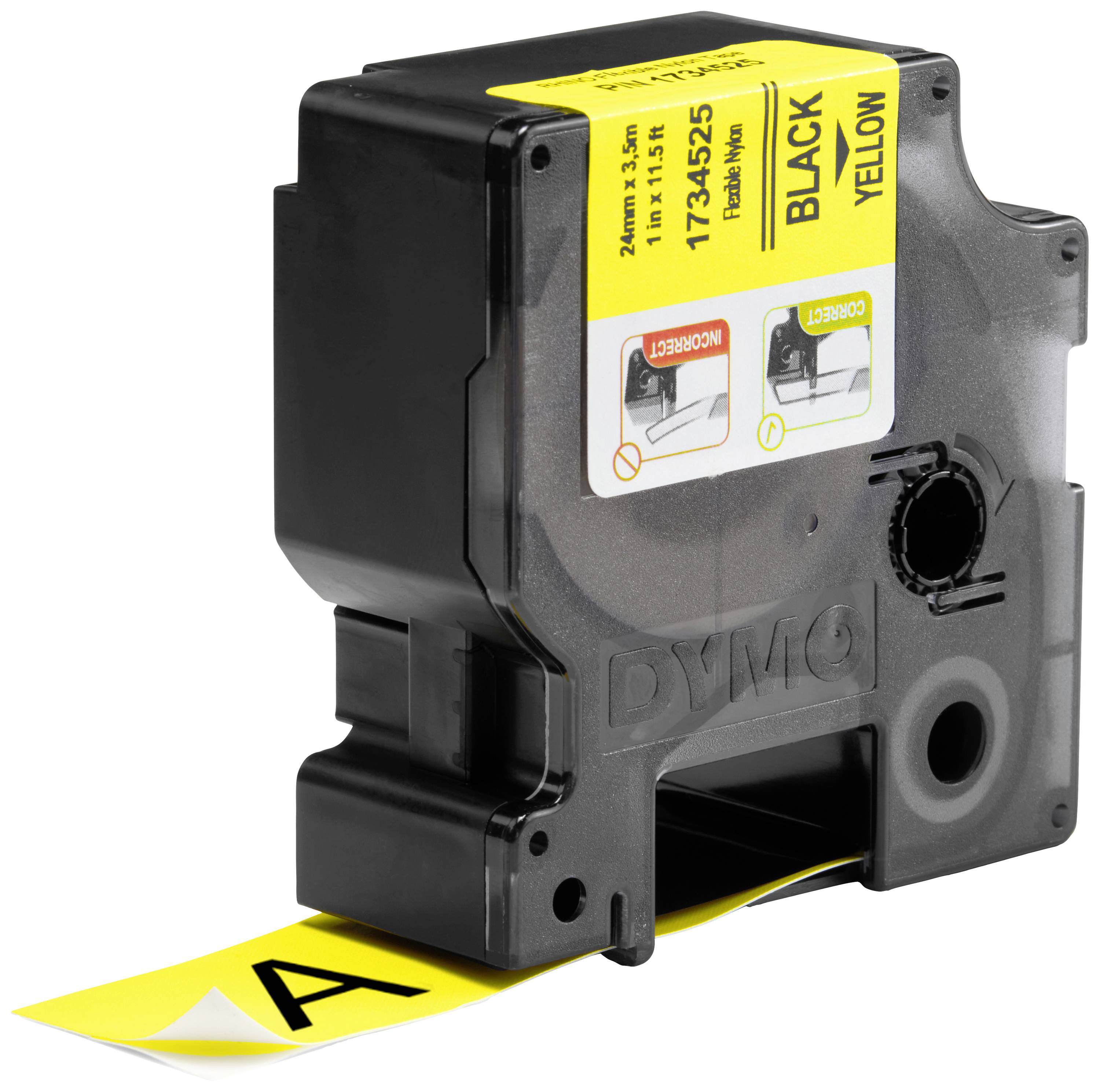 Schriftband DYMO IND RHINO 1734525 Bandfarbe: Gelb Schriftfarbe:Schwarz 24 mm 3.5 m