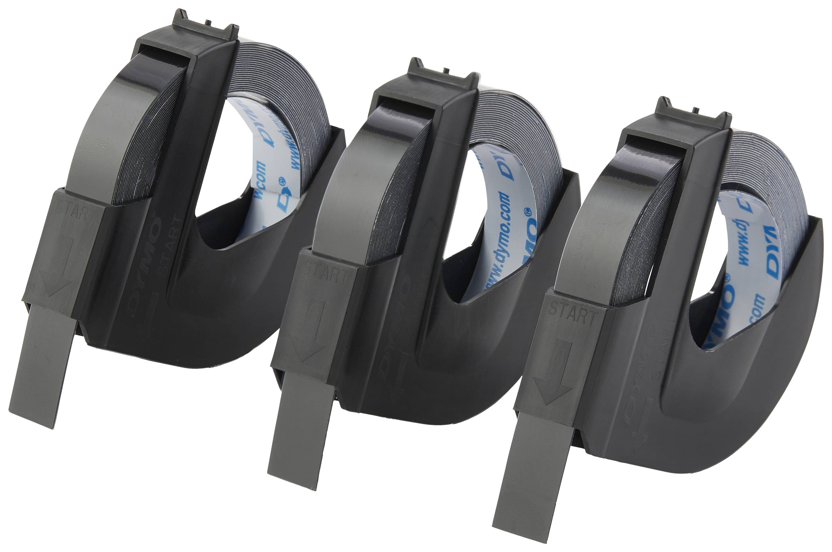 DYMO 3D Prägeband, Schriftband 3er Set Bandfarbe: Schwarz Schriftfarbe: Weiß 9 mm 3 m S0847730