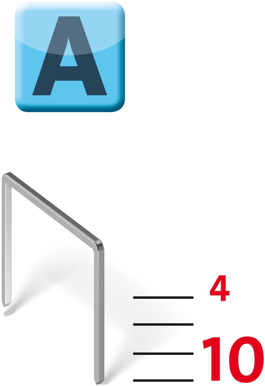 Logisches Denkspiel: Verbinde das blaue A oben mit der grauen Torstruktur unten und erreiche die rote Zahl 10.