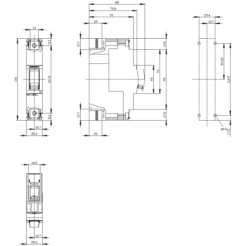 Siemens 3VA1132-4ED16-0AA0 Leistungsschalter 1 St. Einstellbereich (Strom): 32 - 32A Schaltspannung (max.): 415 V/AC (B x H x T)