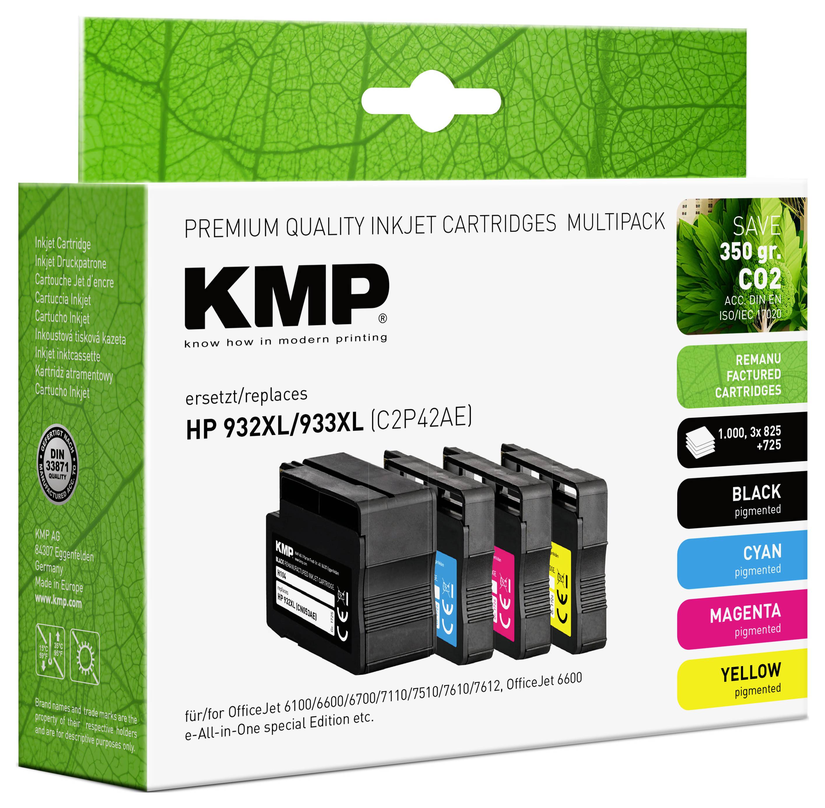 KMP Druckerpatrone ersetzt HP 932XL, 933XL, CN053AE, CN054AE, CN055AE, CN056AE Kompatibel Kombi-Pack Schwarz, Cyan, Magenta, Gelb