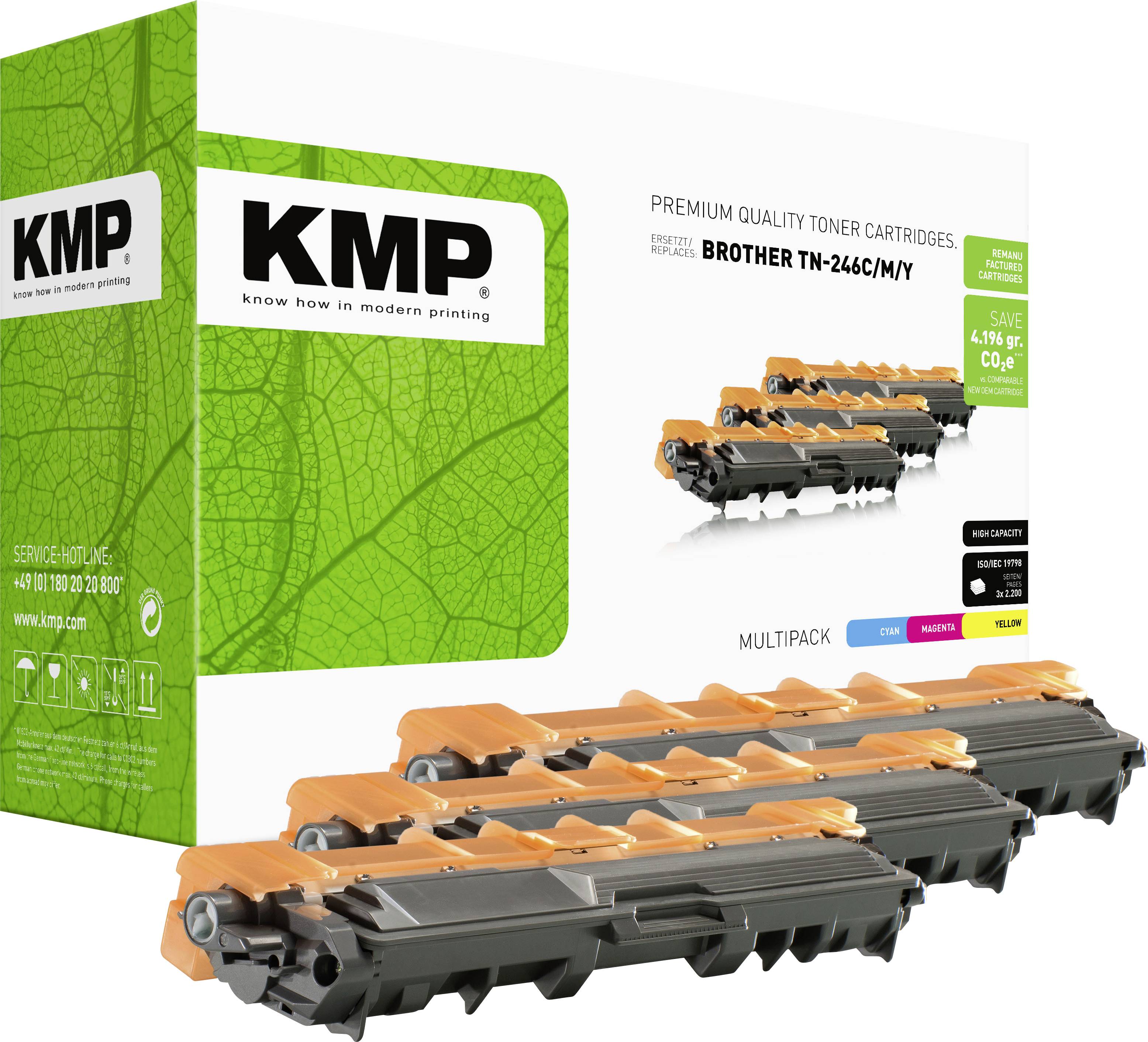 KMP Toner ersetzt Brother TN-246C, TN-246M, TN-246Y, TN246C, TN246M, TN246Y Kompatibel Cyan, Magenta, Gelb 2200 Seiten B-T58 CMY 1248,3030