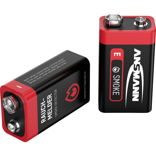 Ansmann Rauchmelderbatterie 9V Block-Batterie Alkali-Mangan 9V 2St.