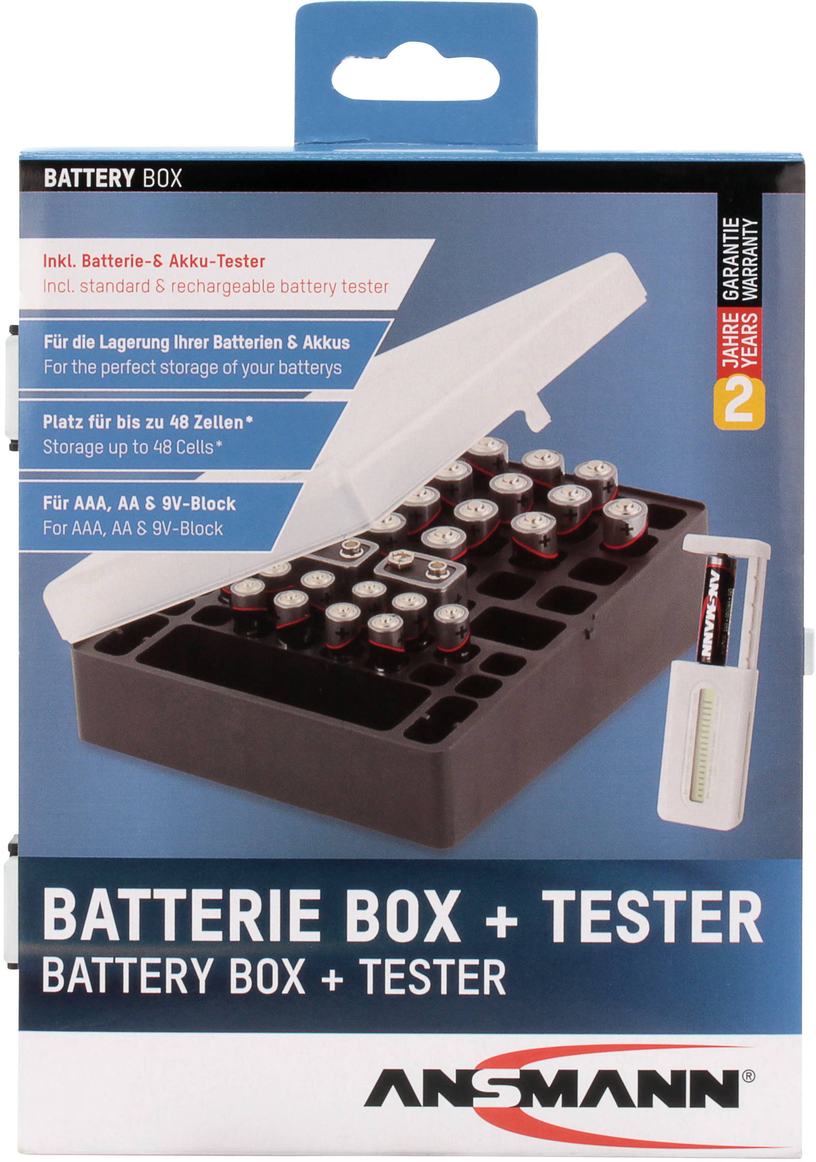Ansmann Batterijbox 48 Batteriebox 48x Micro (AAA), Mignon (AA), 9V Block (L x B x H) 173 x 138 x 63mm