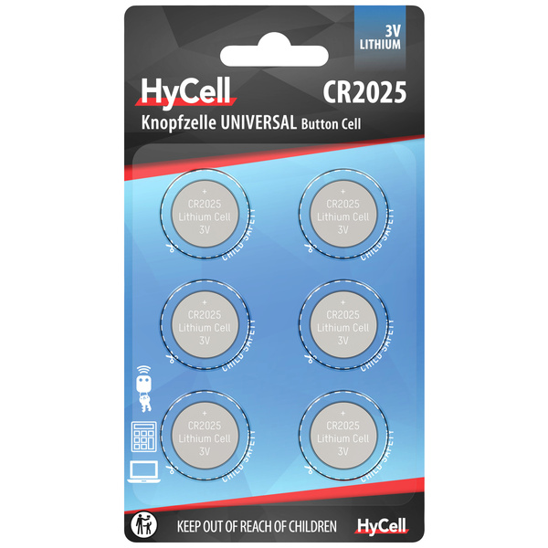 HyCell Knopfzelle CR 2025 3V 6 St. 140 mAh Lithium CR2025