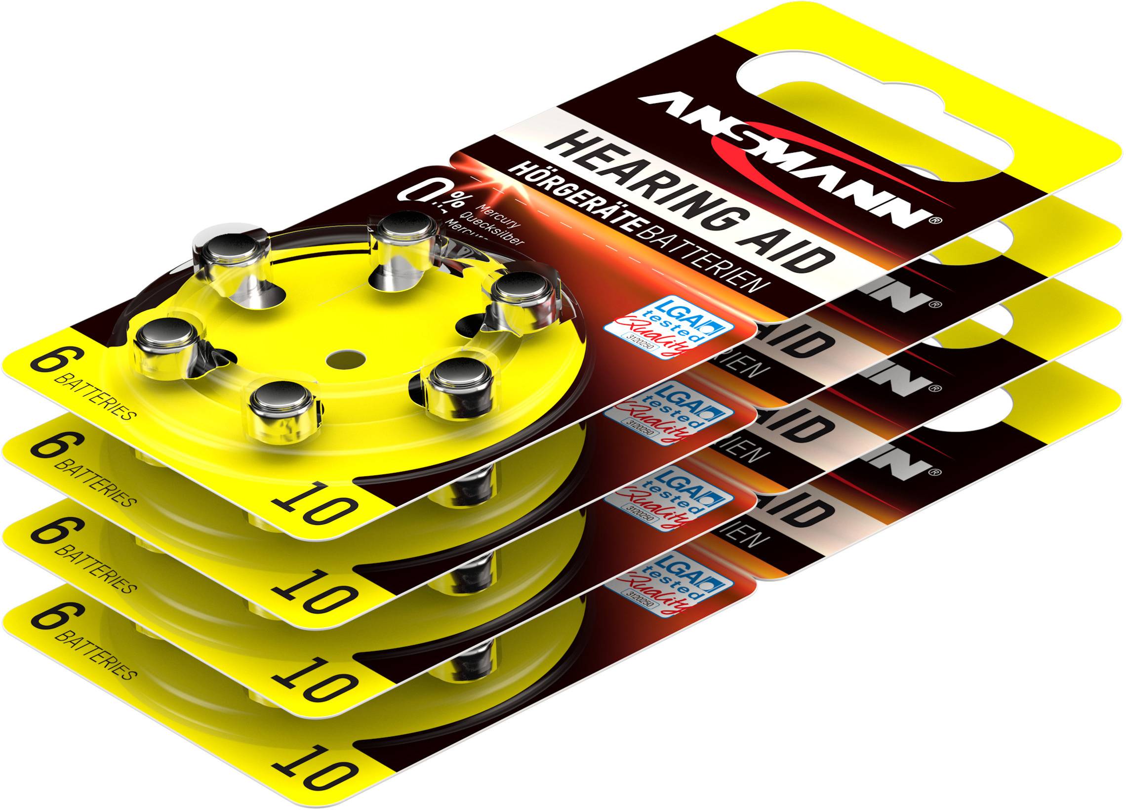 Ansmann Knopfzelle ZA 10 1.4 V 6 St. 90 mAh Zink-Luft Hearing Aid PR70