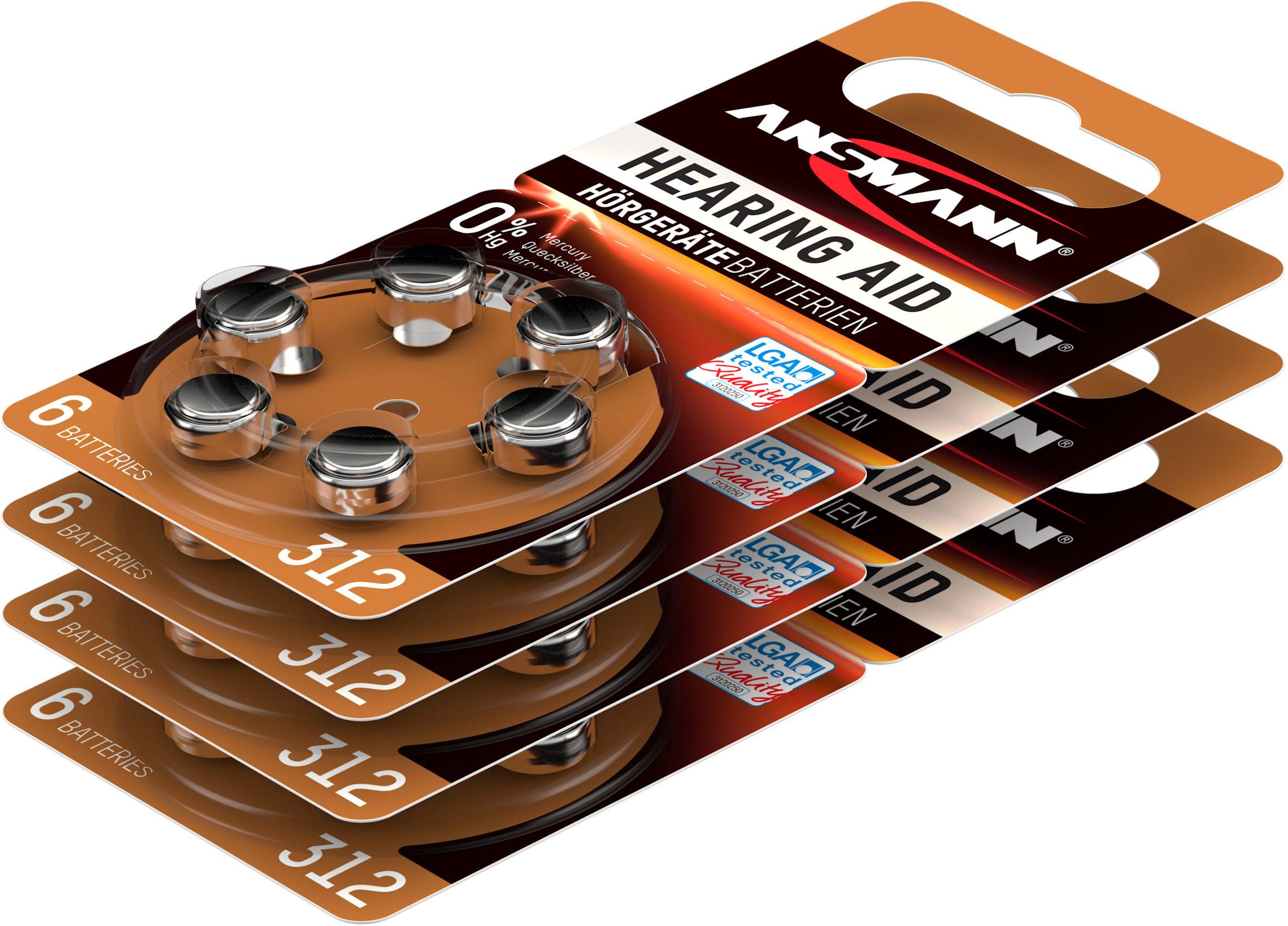 Ansmann Knopfzelle ZA 312 1.4 V 6 St. 155 mAh Zink-Luft Hearing Aid PR41