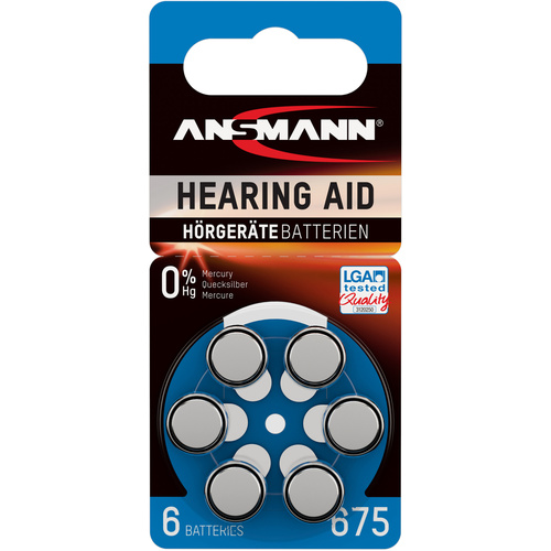 Ansmann Knopfzelle ZA 675 1.4 V 6 St. 555 mAh Zink-Luft Hearing Aid PR44