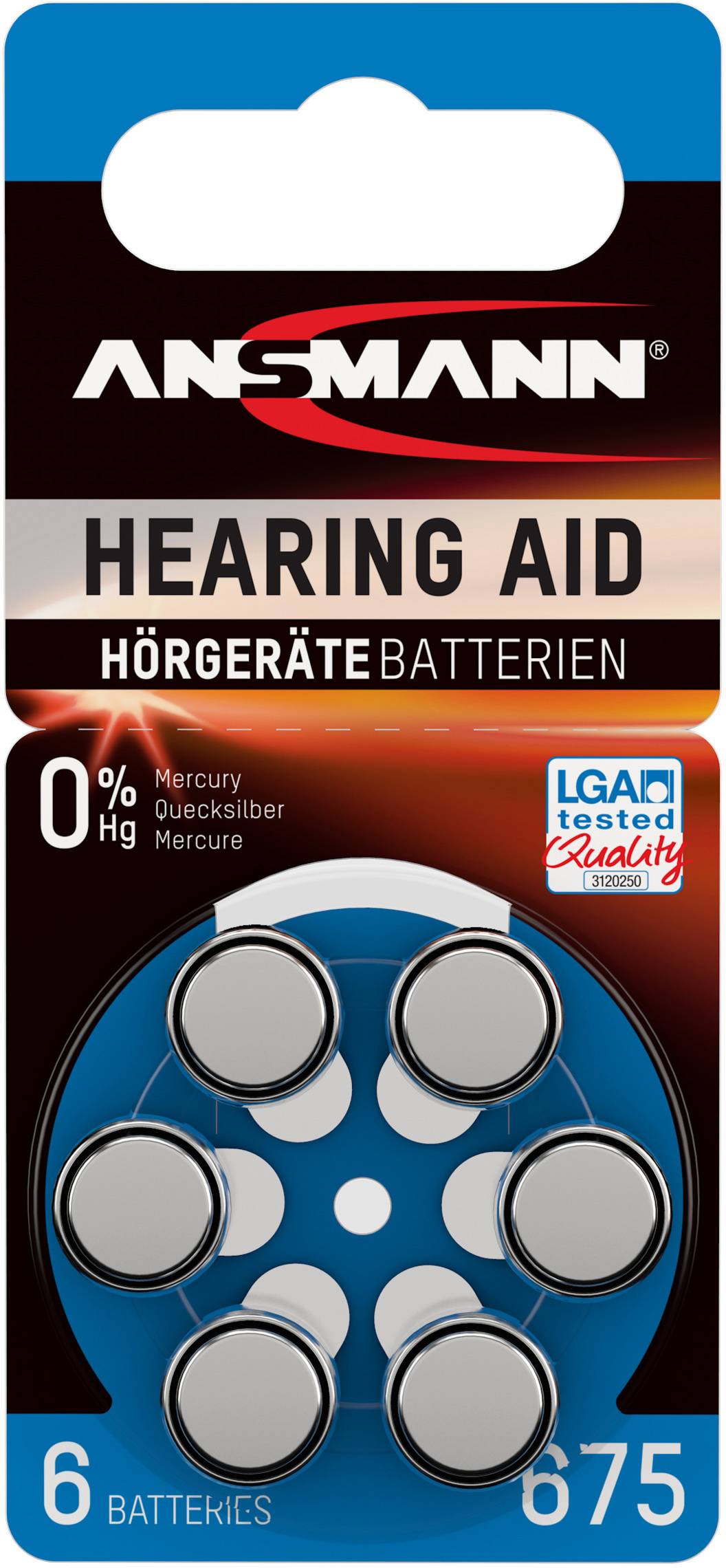 Ansmann Knopfzelle ZA675 1.4 V 6 St. 555 mAh Zink-Luft Hearing Aid PR44