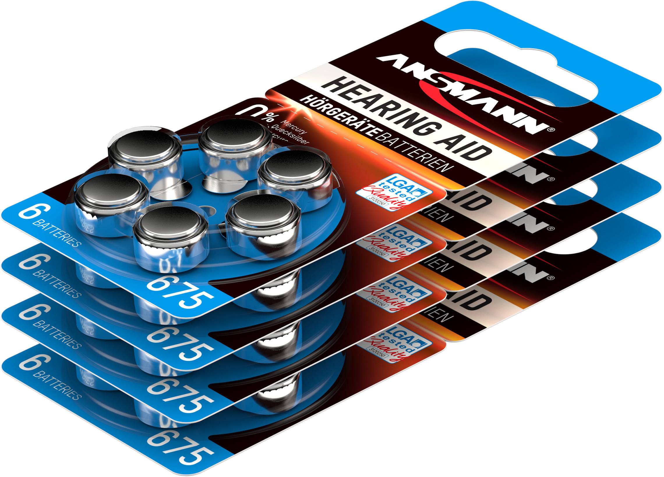 Ansmann Knopfzelle ZA 675 1.4 V 6 St. 555 mAh Zink-Luft Hearing Aid PR44