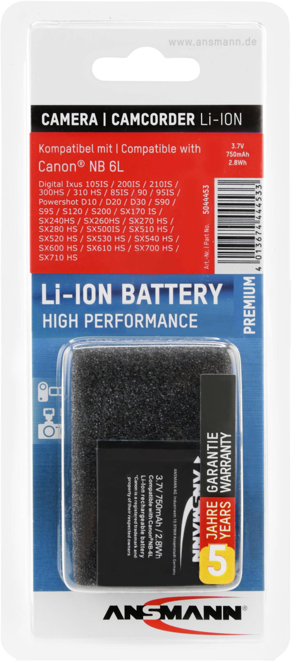 Ansmann A-Can NB 6L Kamera-Akku ersetzt Original-Akku (Kamera) NB-6L 3.7 V 750 mAh