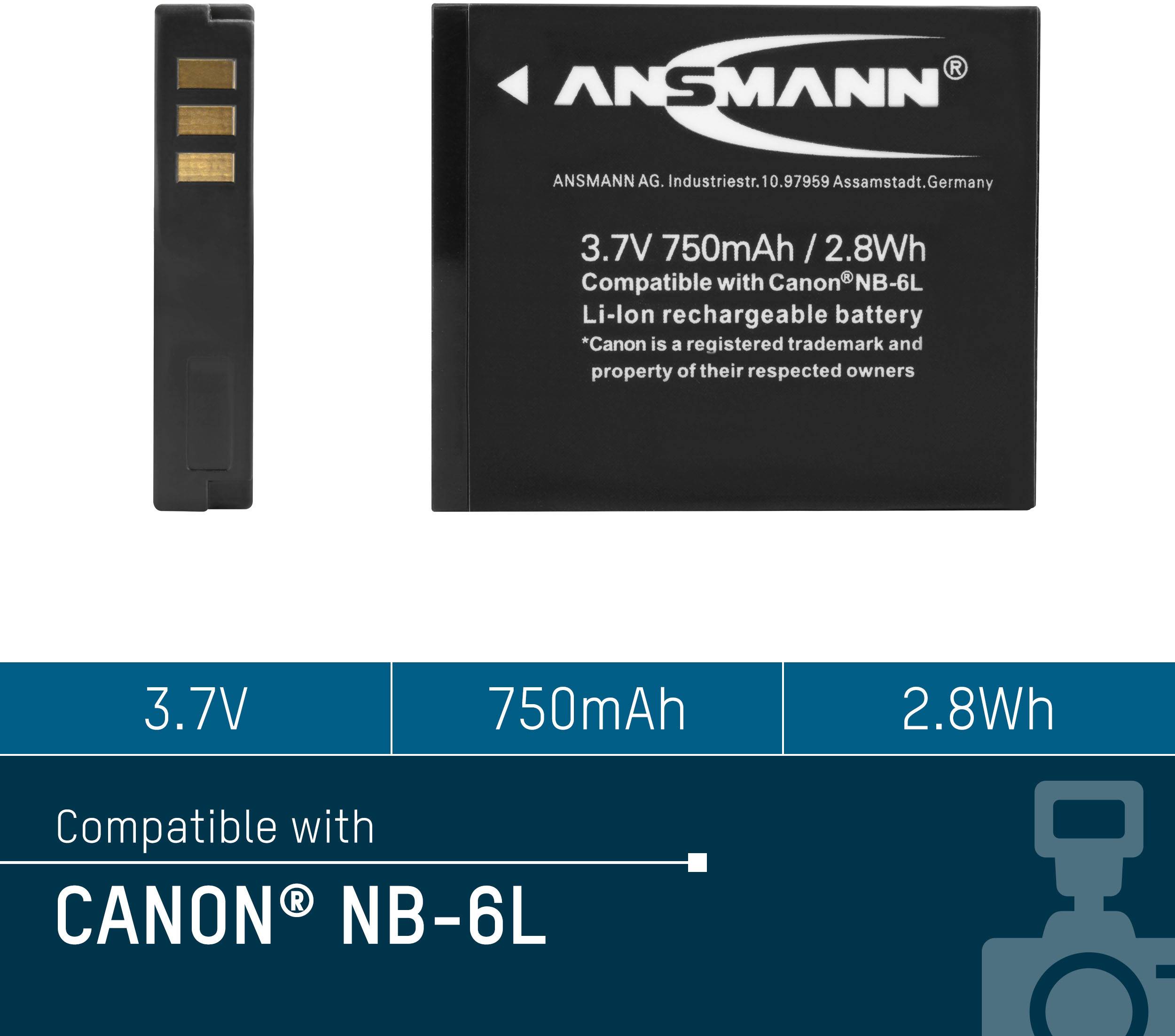 Ansmann A-Can NB 6L Kamera-Akku ersetzt Original-Akku (Kamera) NB-6L 3.7 V 750 mAh