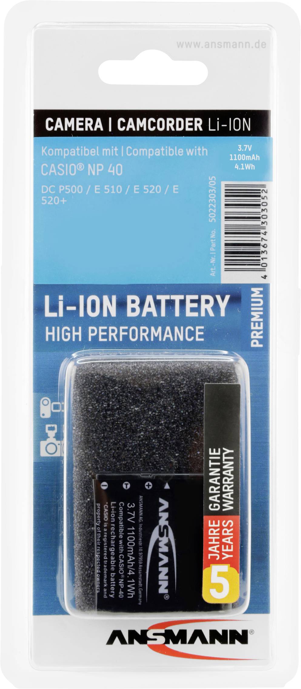 Ansmann NP-40 Kamera-Akku ersetzt Original-Akku (Kamera) NP-40 3.7 V 1100 mAh