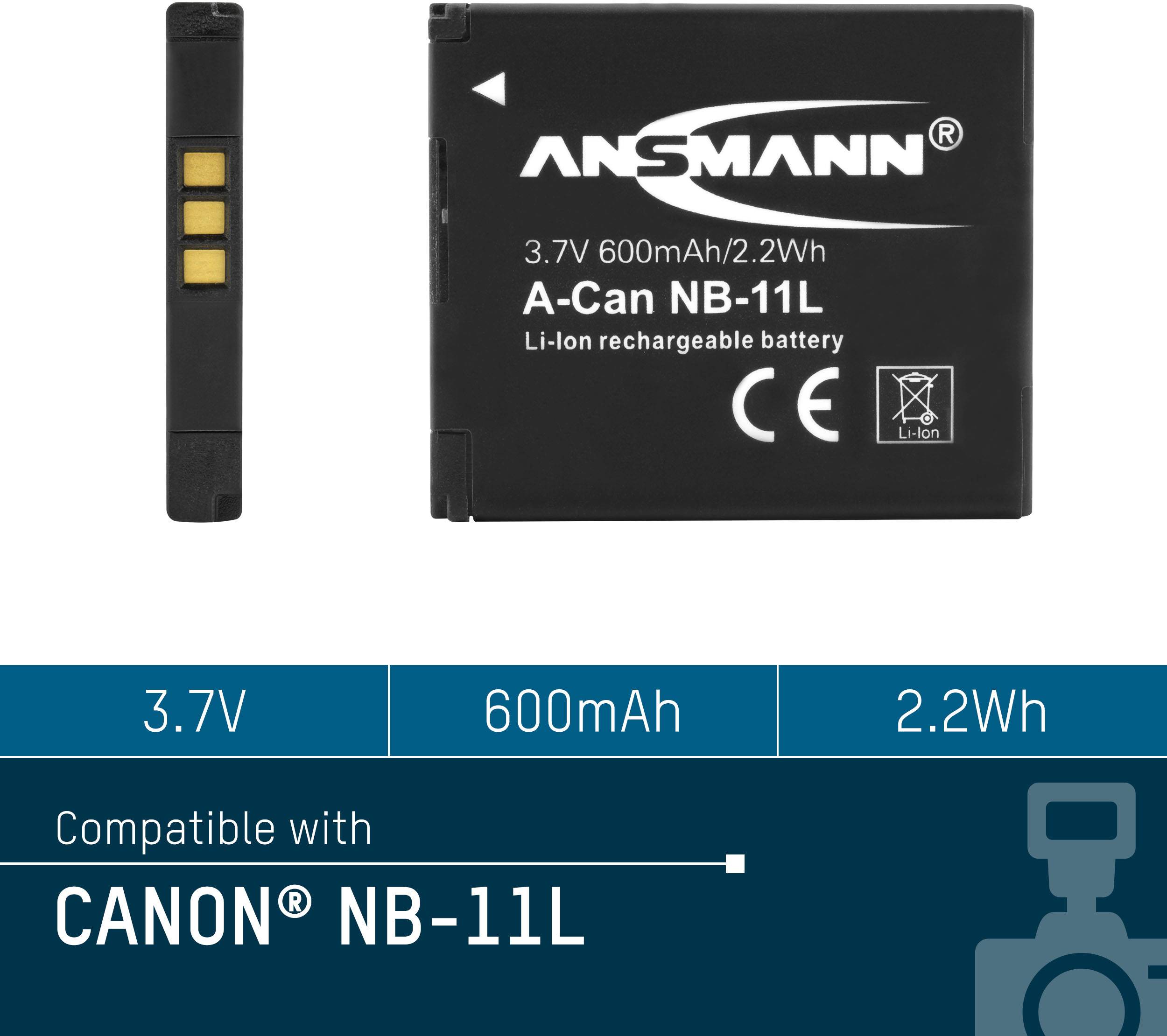 Ansmann A-Can NB 11L Kamera-Akku ersetzt Original-Akku (Kamera) NB-11L, NB-11LH 3.7 V 600 mAh