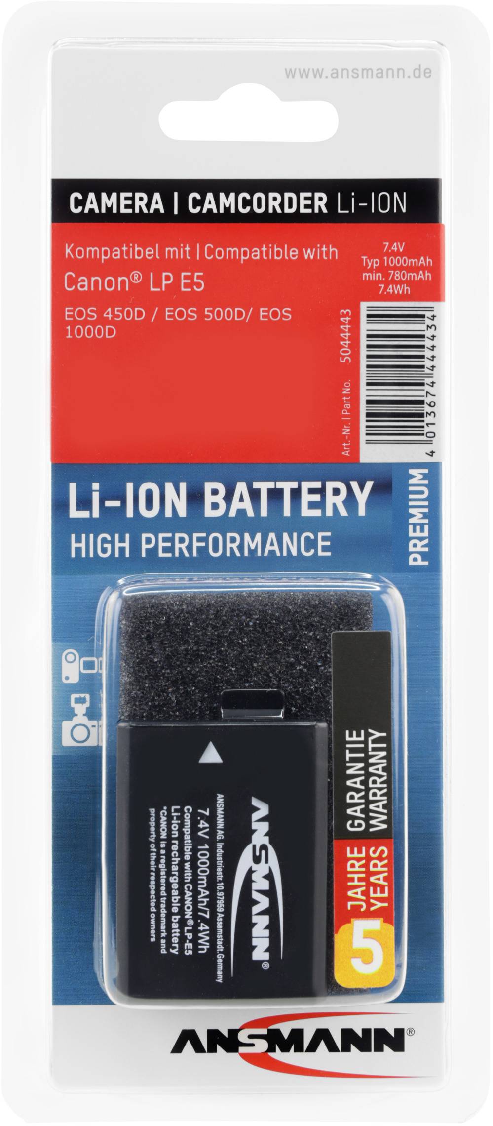 Ansmann A-Can LP-E5 Kamera-Akku ersetzt Original-Akku (Kamera) LP-E5 7.4 V 1000 mAh